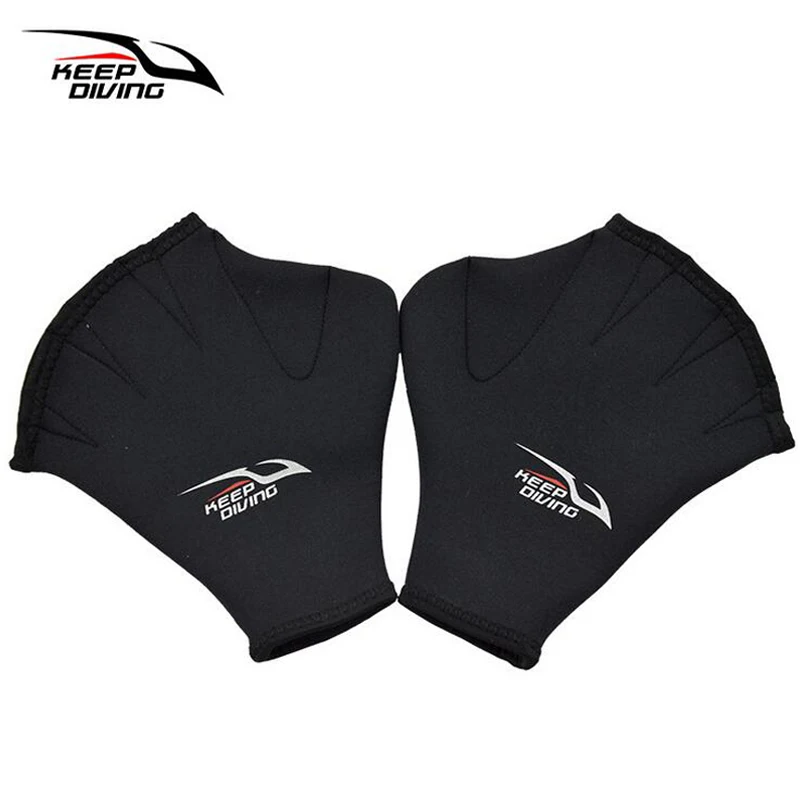 1Pair Black Swimming Paddles Neoprene Quick Fast Diving Gloves Hand