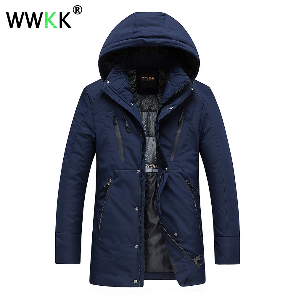 Wwkk мужские, большого размера, зимние куртки-парки Повседневное мужской пальто ветровки цвет: черный, синий ветровка Hommes Для мужчин куртка-парка
