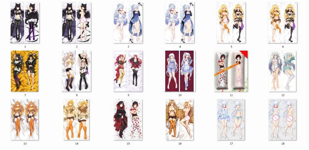 

Hot anime RWBY sexy Ruby Rose Blake Belladonna Yang Xiao Long body pillow cover Weiss Schnee body PillowCase