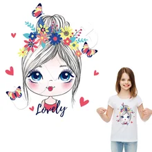 Девушки Parches на футболках Бабочка Цветы для женщин моющиеся DIY термонаклейки наклейки персональный аксессуар Аппликация