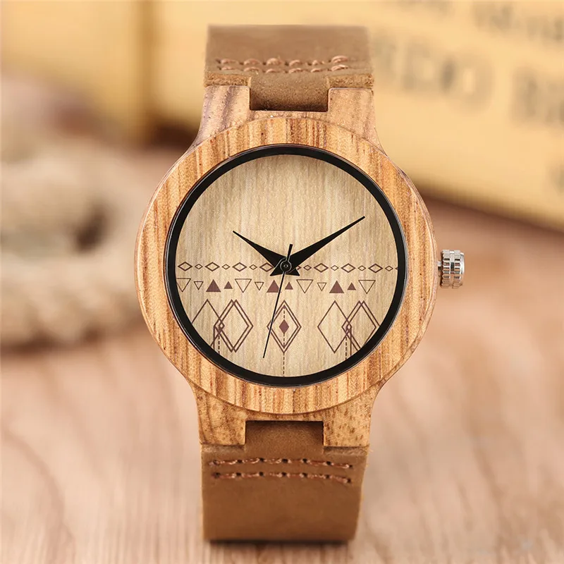 Лучший подарок ромб циферблатные женские часы креативные легкие бамбуковые деревянные часы модные повседневные часы женские из натуральной кожи Ulzzang