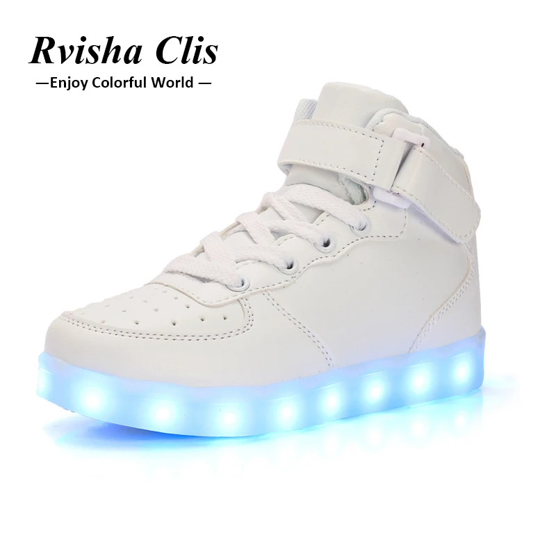  Shoes Light Up Luminous Sneakers Shoes Children Glowing Sneakers Children Led Slippers Neon Basket Sneaker felt boots