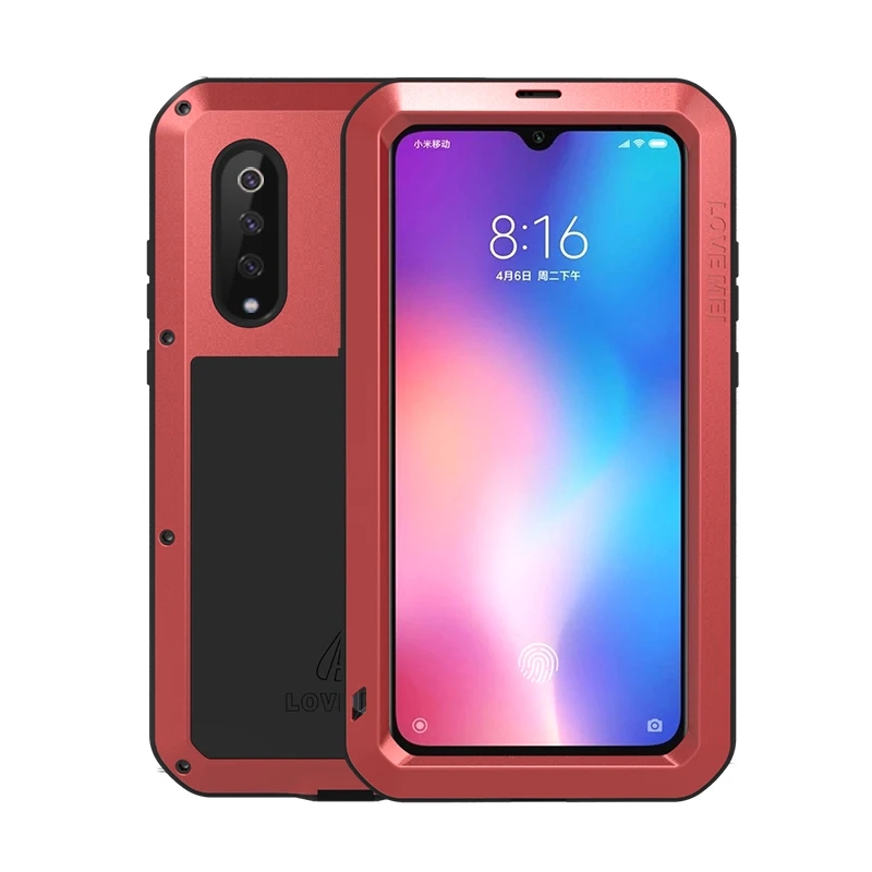 LOVE MEI, металлический алюминиевый чехол для Xiaomi Mi 9, сверхпрочная броня, для улицы, противоударный, водонепроницаемый, мощный чехол для Xiaomi Mi 9 M9 - Цвет: Красный