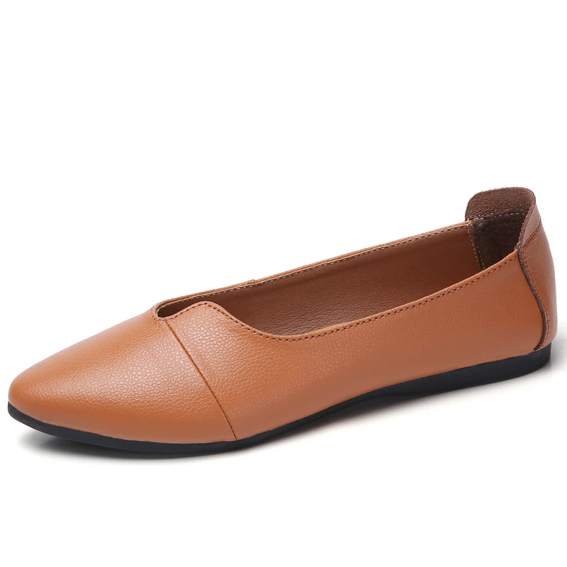 UNN/Женская обувь; повседневные Мокасины с острым носком; женские балетки для вождения; женские лоферы; бежевая женская обувь на плоской подошве; обувь для мам - Цвет: Brown