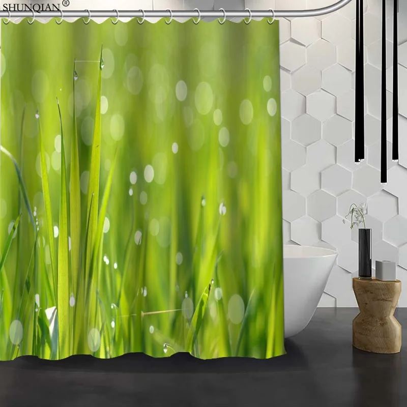 Новая зеленая трава Заказная занавеска для душа водонепроницаемая ткань полиэфирная Штора для ванны ткань занавеска для ванной 18-4,11