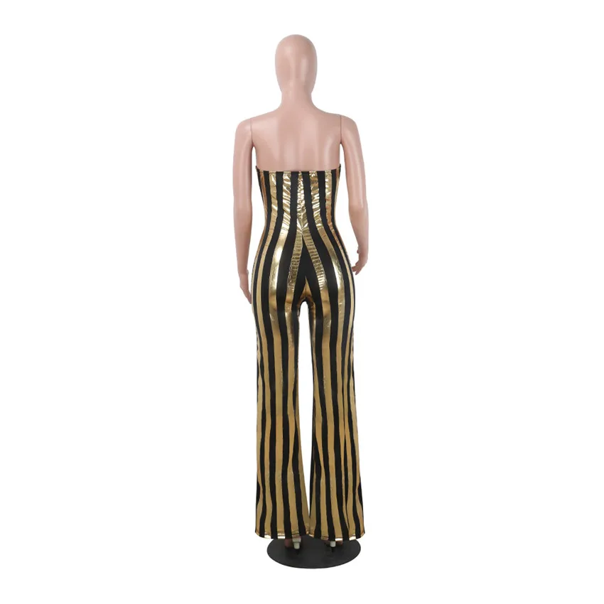 black and gold striped overalls