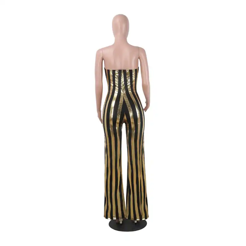 black and gold striped jumpsuit
