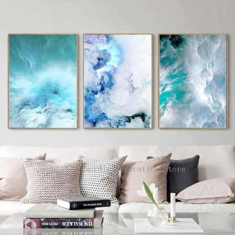 Wall Art Canvas Painting Nordic Poster Abstract Posters And Prints Blue ...