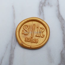 Пользовательские две инициалы с датой восковой печатью, свадебные пригласительные печати, свадебный подарок, индивидуальный Позолоченный Деревянный воск штамп