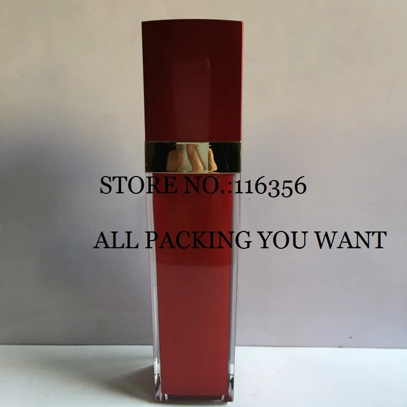 100 мл красный акрил бутылка с золотой Пресс-насос для лосьон/эмульсия/Фонд/тонер косметической упаковки