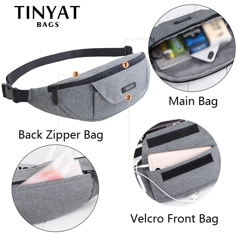 TINYAT الرجال الخصر حقيبة الوظائف الخصر حزمة عارضة حقيبة بحزام الحقيبة للهاتف المال 3 جيوب كبيرة حقيبة قماش قنب ل حزام رمادي TINYAT الرجال الخصر حقيبة الوظائف الخصر حزمة عارضة حقيبة بحزام الحقيبة للهاتف المال 3 جيوب كبيرة حقيبة قماش قنب ل حزام رمادي