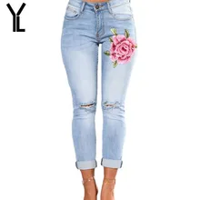 Женские джинсы модные сексуальные новые стильные повседневные Прямые джинсы с дырками с принтом джинсы с высокой талией Большие размеры, S-3XL