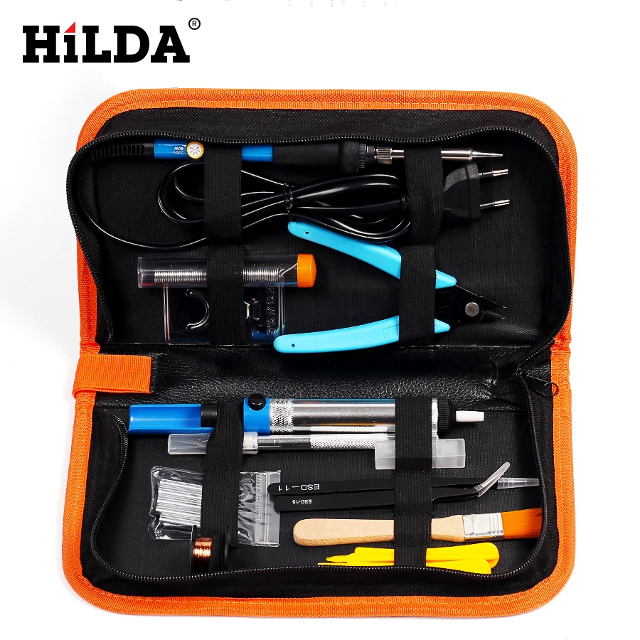 

HILDA 110V/220V 60W Handle Repair Tool Adjustable Temperature Electric Soldering Iron Set+5pcs Portable Screwdriver Welding