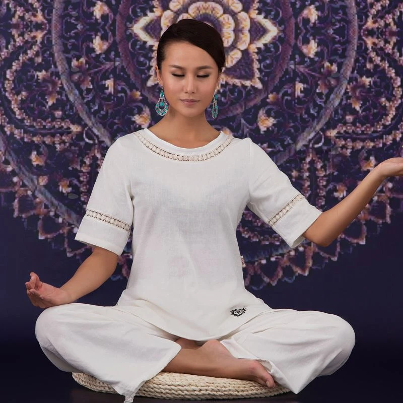 New Kundalini yoga clothing sets cotton lace stitching ancient Indian