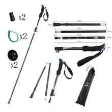 2 шт./лот трости Пеший Туризм полюс телескопическая дубинка 5-секционный Регулируемая трость Алюминий сплав складные треккинговые палки