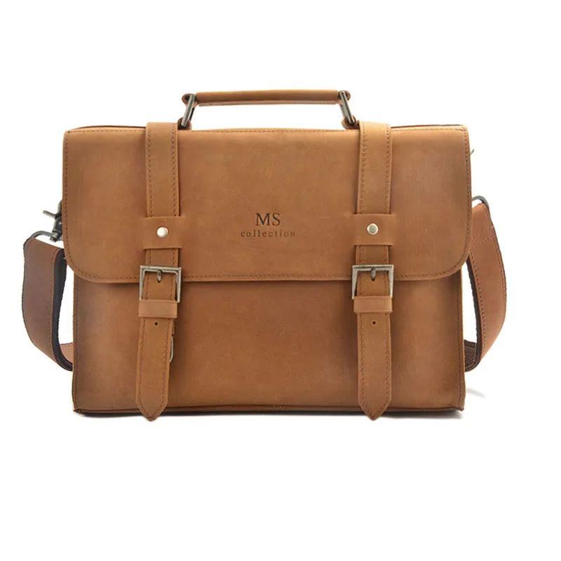 European and American retro first layer leather business briefcase leather men s bag men s and