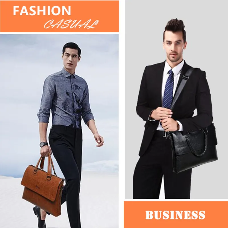 JEEP BULUO Men's Briefcase Fashion Handbags For Man Sacoche Homme Marque Male leather Bag For A4 Documents 13\