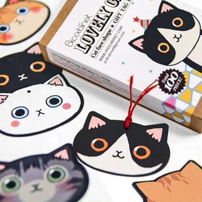 100 шт. закладки для кексов в форме головы кошки|birthday favors|decoration for birthdaybookmark favor |