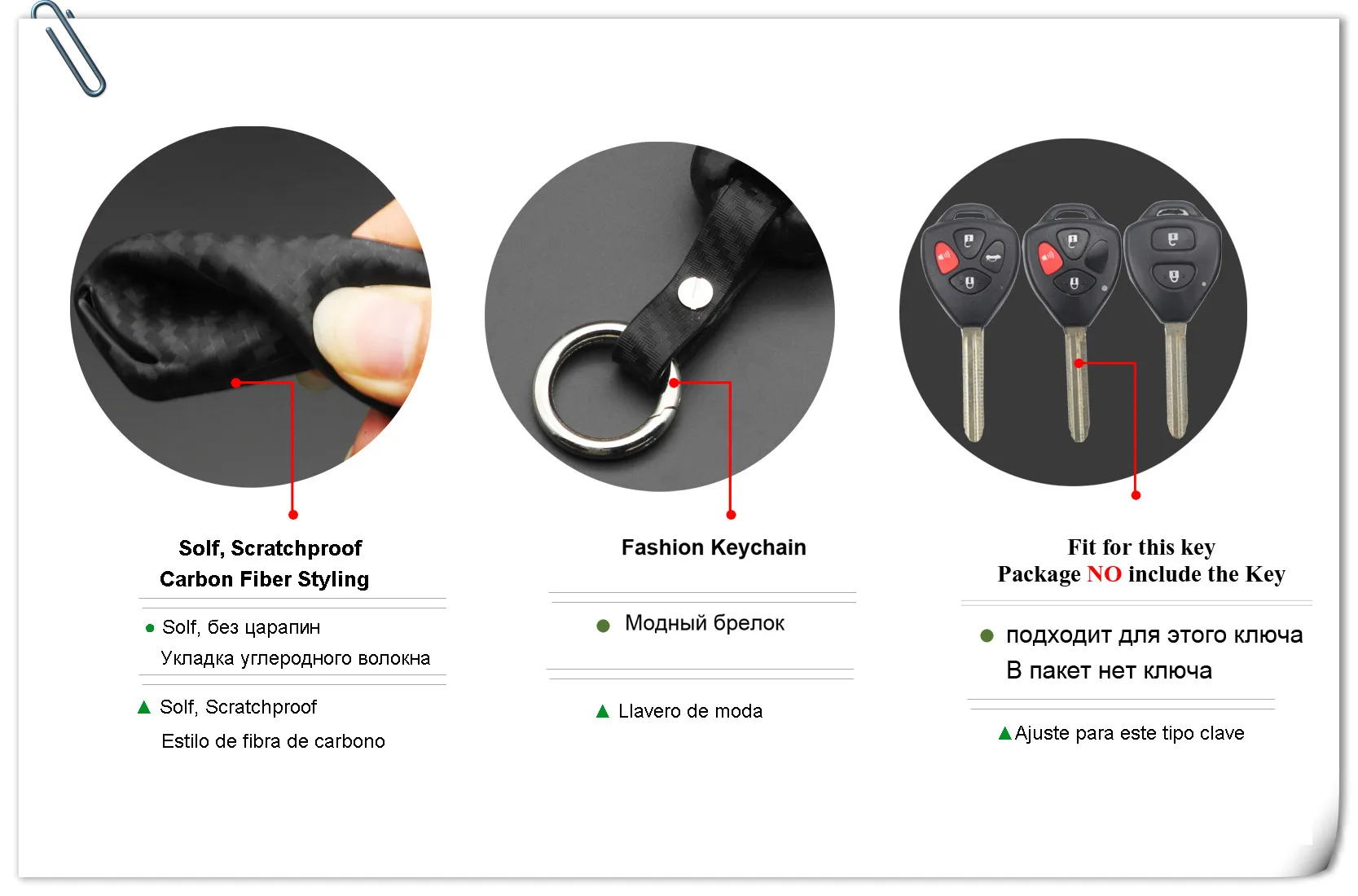 Keyforkess 2/3/4 pulsante in fibra di carbonio copertura chiave a distanza per auto in Silicone per Toyota Camry Corolla Avalon Venza Hilux Vitz Rav4 Fob Case - HTB1XflasiMnBKNjSZFzq6A qVXaM
