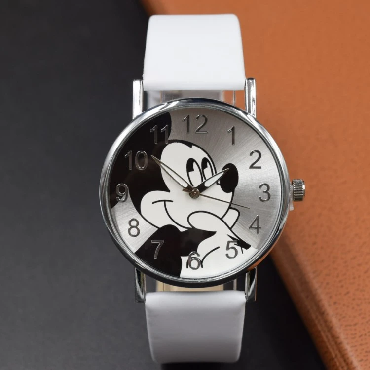 

2019 Fashion Brand Mickey Mouse leather newest luxury quartz watch Lady SlimK Mesh Strap Watch Women Clock kobiet zegnino
