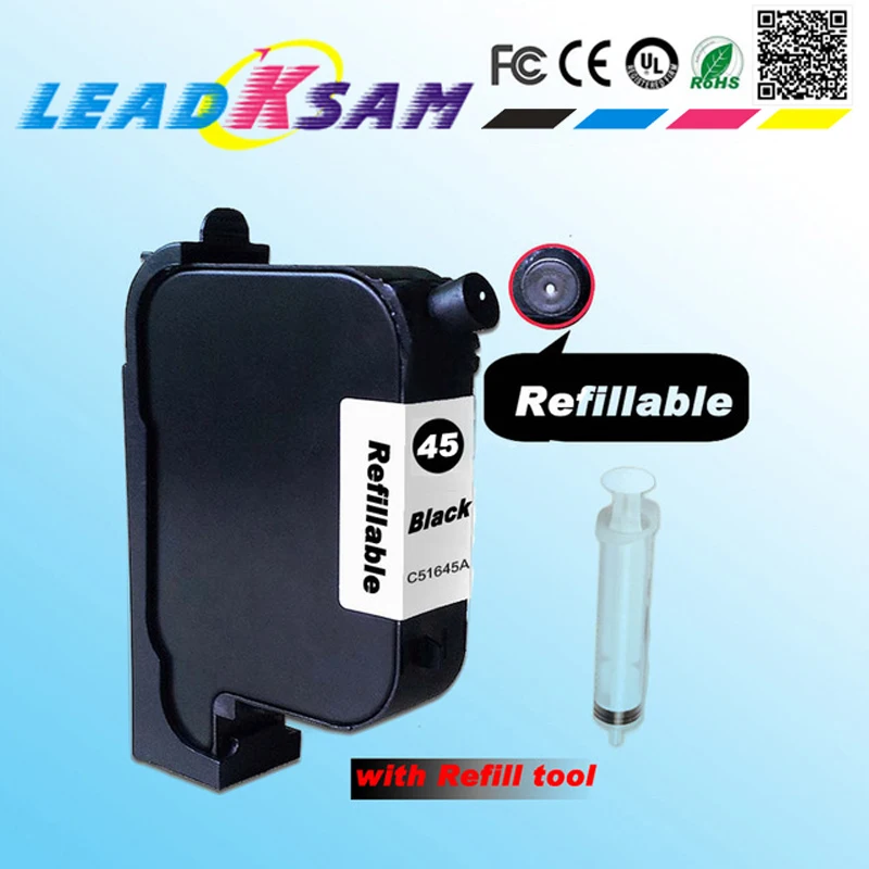 Refillable ink cartridge compatible for hp45 51645A replacement for hp 45 CAD Graph plotter