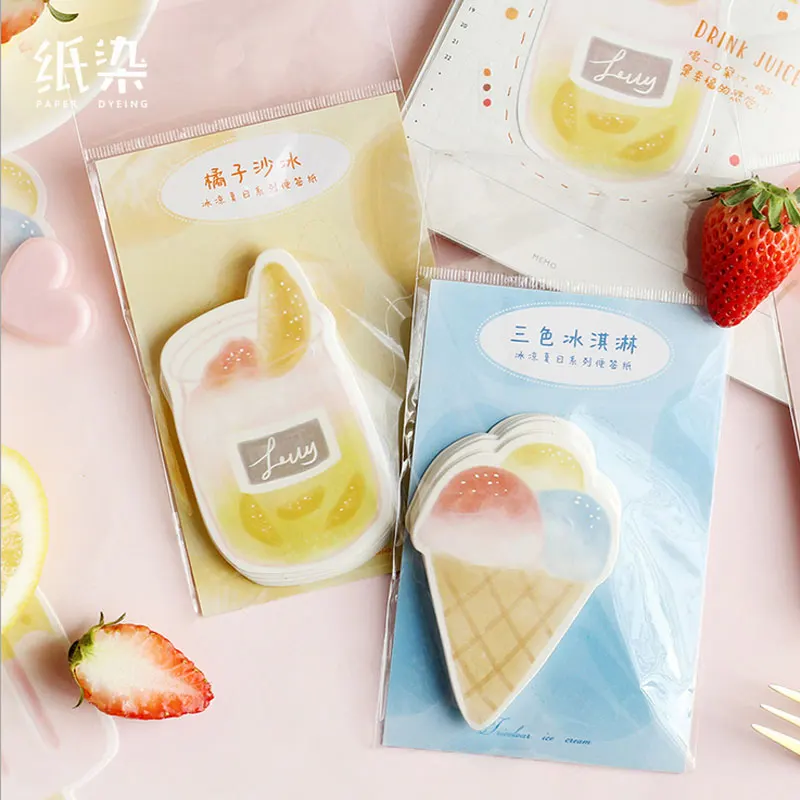 

Creative Ice summer series Self Adhesive Memo Pad ice cream Style Sticky Notes Bookmark School Office Stationery Supply