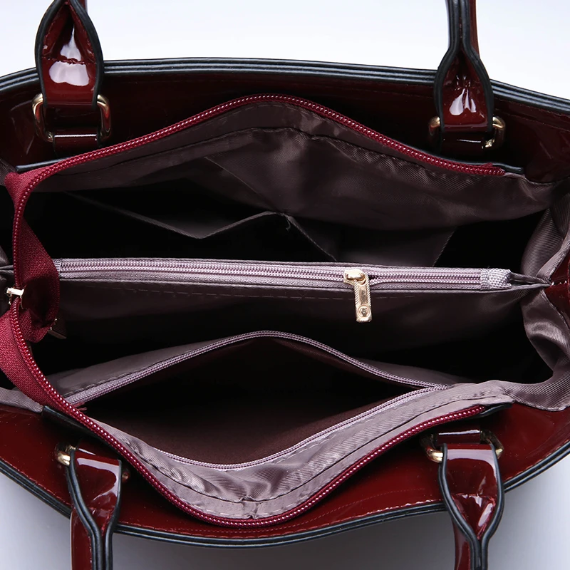 3 шт. роскошные лакированные кожаные сумки женские сумки дизайнерские брендовые знаменитые тоут+ женские сумки через плечо+ клатч сумочки наборы