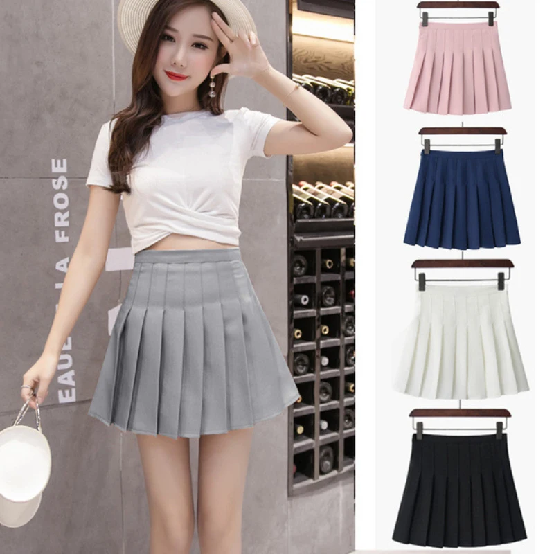 Women Short High Waist Pleated Skater Tennis Skirt School Uniform With Inner Shorts Sports Badminton Run Training Tennis Skirts-5