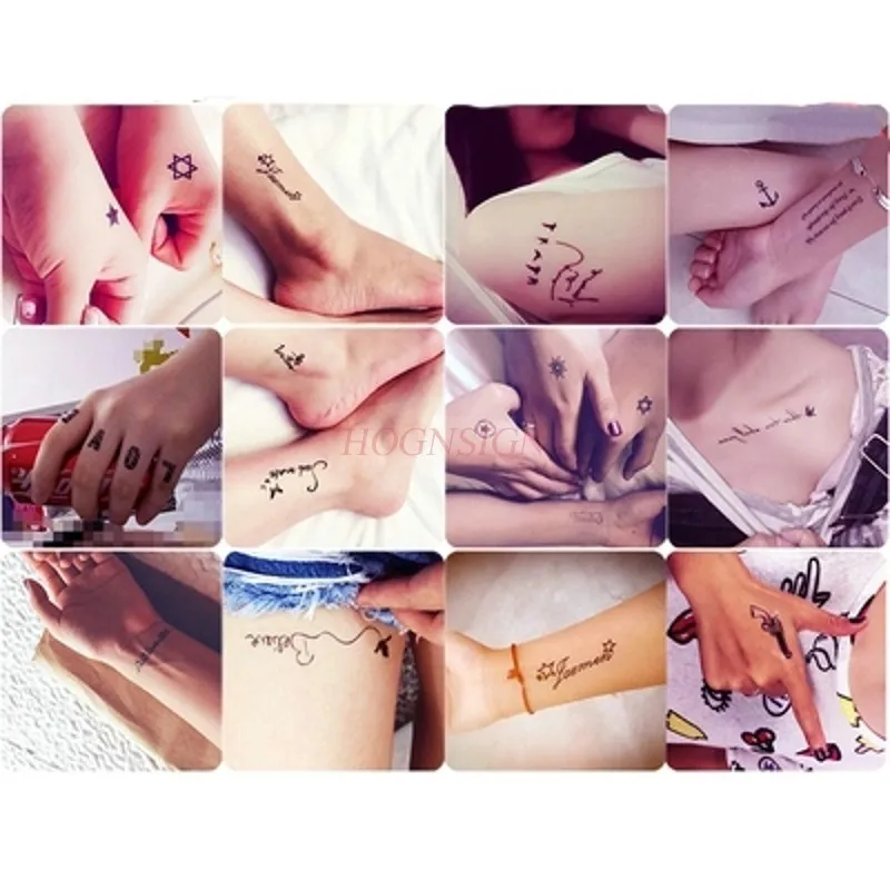 

Finger tattoo stickers waterproof clavicle stickers for boys and girls lasting girl heart personality English letters tattoo