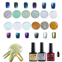Beauty Girl Hot Popular 1 Set 12 Colors Nail Art Shinning Mirror Glitter Powder Chrome Pigment Black UV Gel Top Base Coat Oct 20