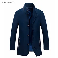 Varsanol Brand Woolen Long Sleeve Mens Jacket Warm Overcoat Men’s Woolen Jackets Outwear Casual Autumn Winter Windbreaker Trench