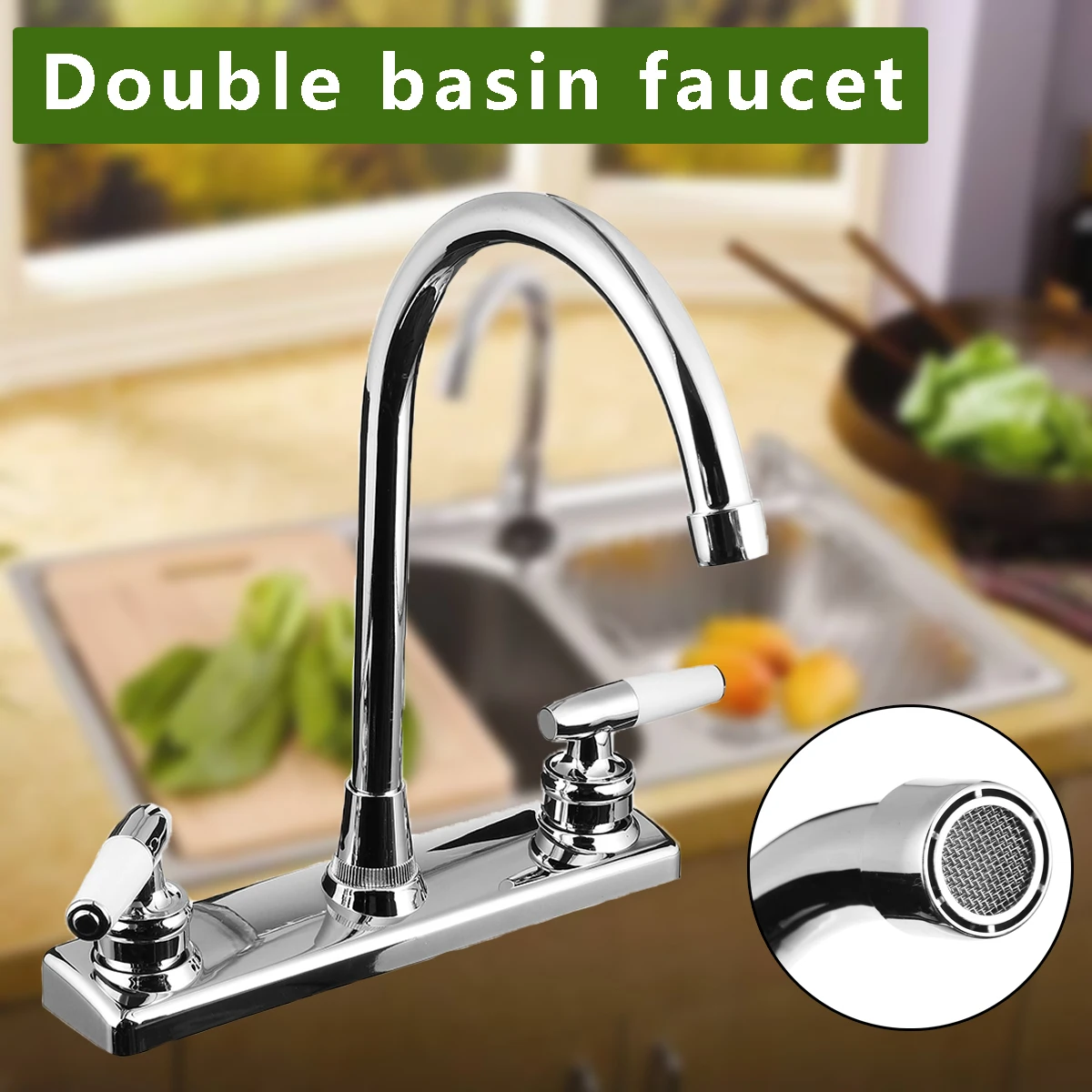 Single Hole Double Handle Kitchen Faucet