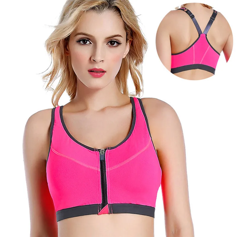 

Sports Bra Zipper Push Up Fitness Running Yoga Bra Wirefree Quick-Drying Padded Sexy Stretch Vest Underwear Shockproof Tops Bras