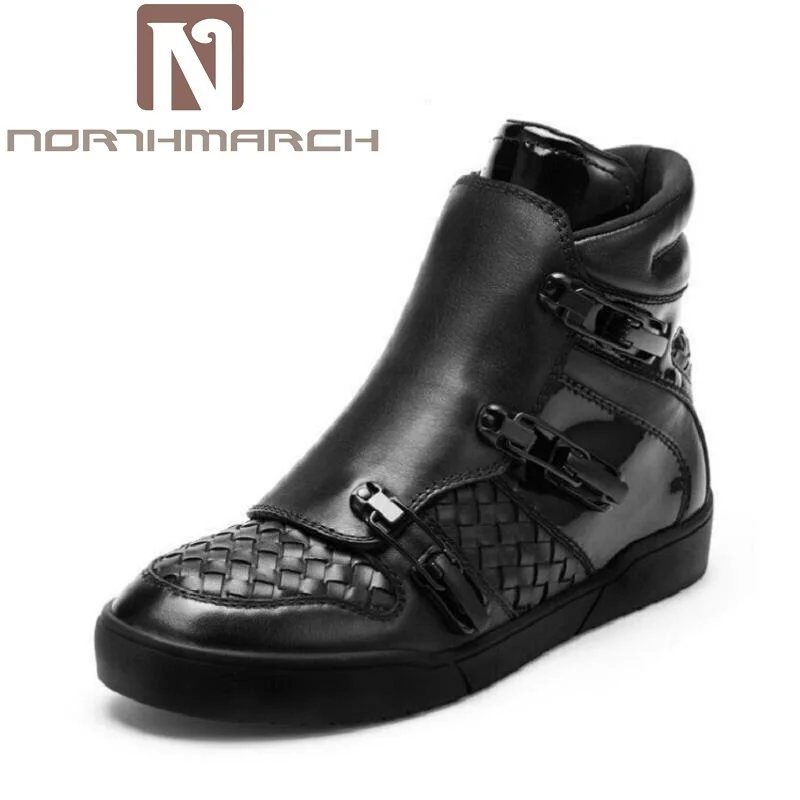 Northmarch Элитный бренд Мужская обувь из натуральной кожи модные Мужские зимние сапоги черный кожаный мужской Сапоги и ботинки для девочек