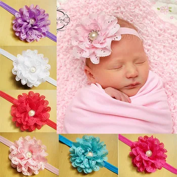 

Baby Elastic Headband With Flower And Pearl-Baby Girl Head Band-Fashion Accessories
