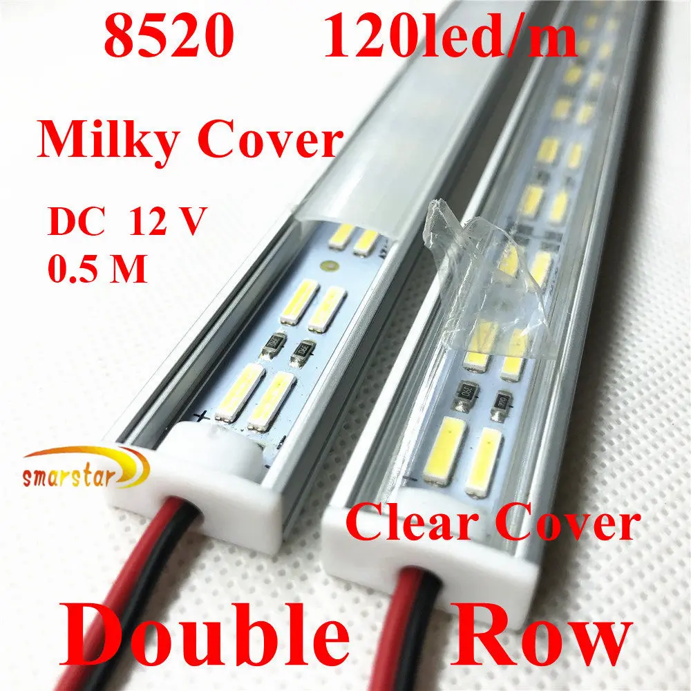 Smarstar 50cm 60 led 8520 White LED Strip U Aluminum Groove Milky Clear