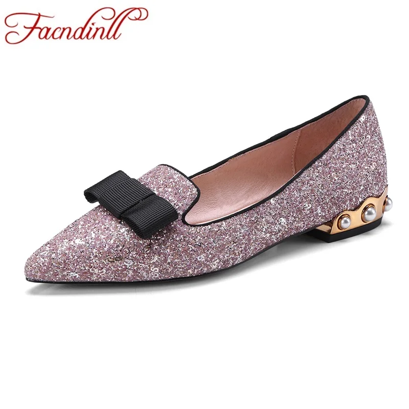 

FACNDINLL new 2019 spring summer fashion woman shoes low heels pointed toe slip on woman dress casual shoes black pink red color