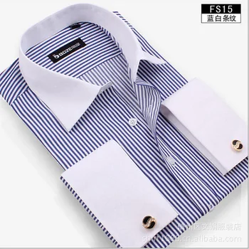 

New Arrival Factory Sell At Loss Clearance Goods Brand Men's Shirts Long Sleeve Autumn Men French Cufflinks Shirt Wholesales