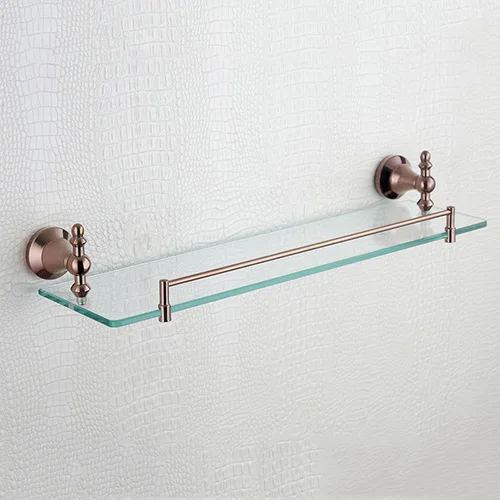 Glass Shelf Розовое золото аксессуары для ванной комнаты набор для душа мыло стеклянная полка жидкий диспенсер медная туалетная щетка держатель для полотенец аксессуары для ванной комнаты - Цвет: Glass Shelf