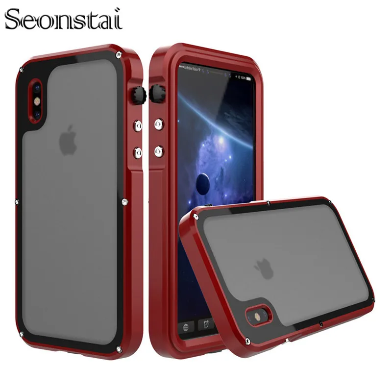 IP68 Waterproof Metal Phone Case for Apple iPhone X Armor Shock Water