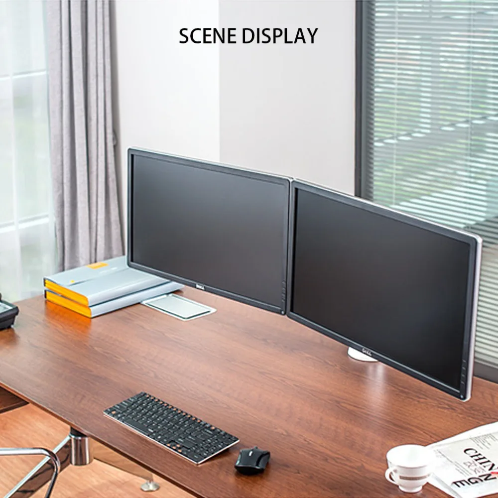  Silver Aluminum Alloy Adjustable Combination Desk Holder Bracket Stand Mount Dual Arm OA-4S for Com