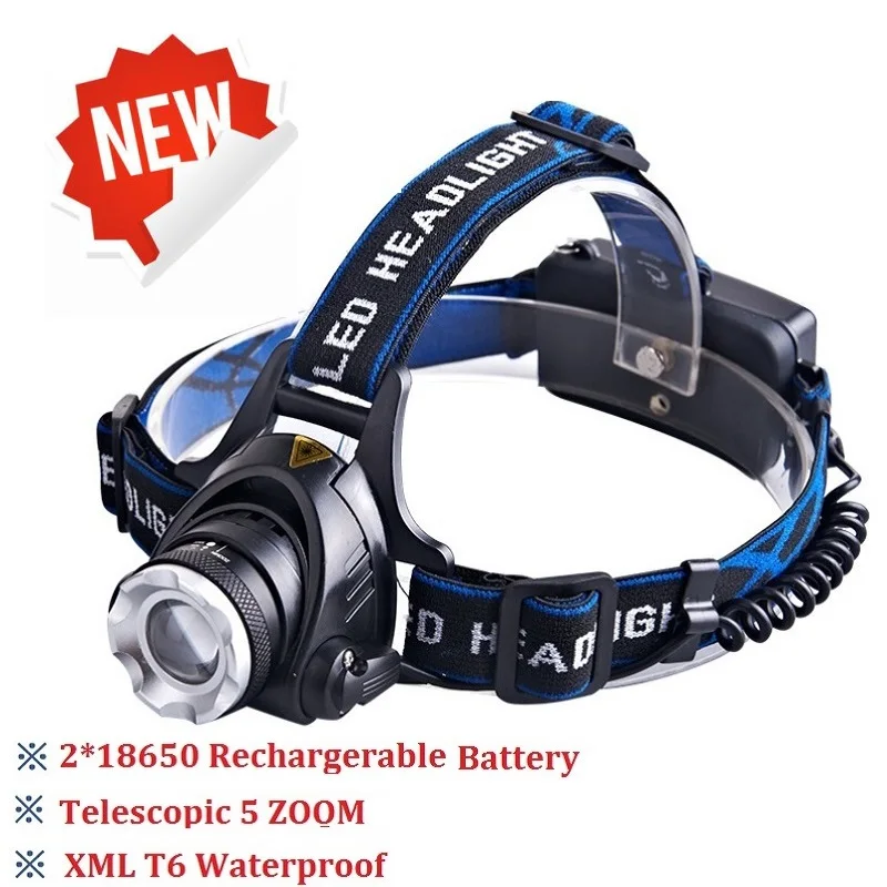 HOT T6 headlight led headlamp waterproof zoom head lamp 18650 battery flashlight head torch Lights camping