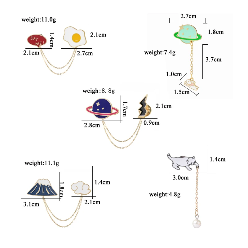 Эмалированная булавка на цепочке в виде мультяшных животных, астронавт, киты, броши, значок, милый кот, собака, космическое путешествие, нагрудные булавки, одежда для мужчин, подарок, ювелирное изделие