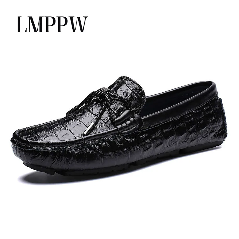 

British Style Men Loafers Genuine Leather Casual Shoes Fashion Soft Moccasin Luxury Brand Men Flats Black Comfort Driving Shoes
