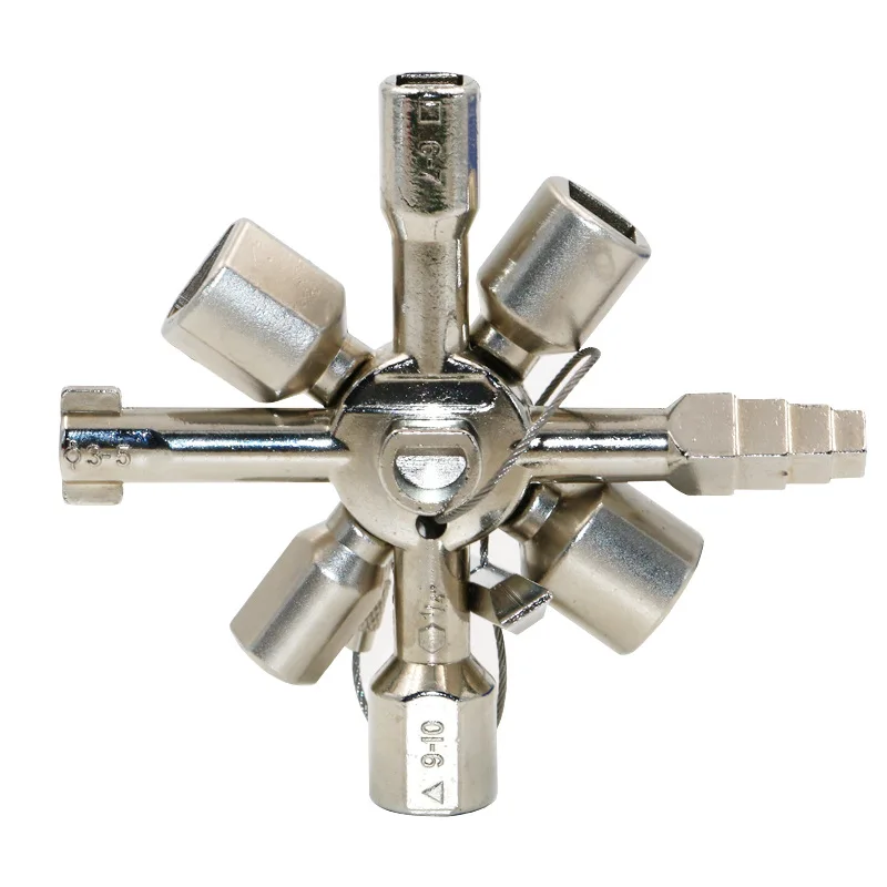 

Multifunctional Electric Control Cabinet Triangular Key Wrench Elevator Water Meter Valves 10 In One Cross Key