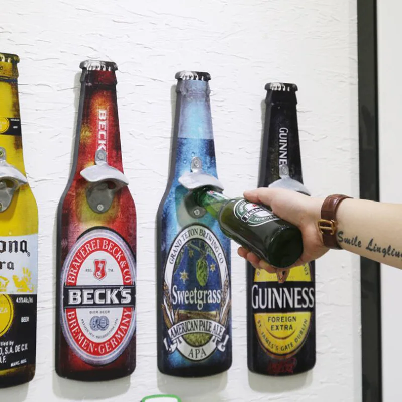 

Retro Creative Beer Bottle Opener Wooden Bottle Opener Coffee Shop Wall Hangings Bar Restaurant Wall Decoration
