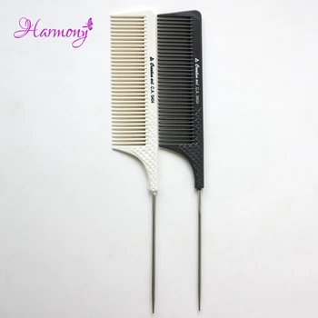 

10pcs/lot Black Carbon and White Color Tailed Comb Metal Tailed Hair Comb For Hair Hairdresser Comb For Hair Extensions Tools