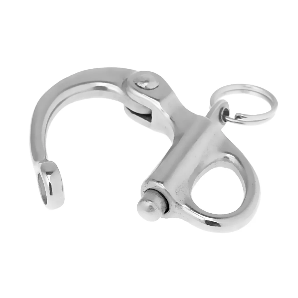 (Pack of 4) 304 Stainless Steel Fixed Bail Snap Shackle For Kayak Boat Yacht 5.2x2.8cm Rafting Sailing Accessory