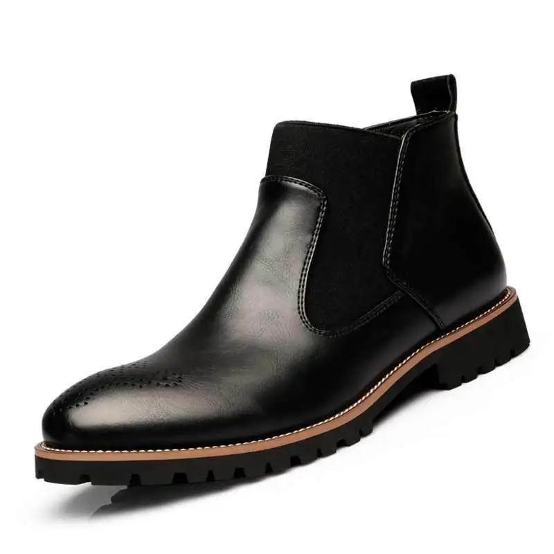 

New Winter Fashion Crocodile Style Men Leather Boots Super Warm male Winter Shoes Waterproof Snow Boots Big Size