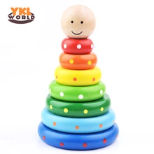 Большой Размеры деревянная игрушка деревянный Красочные укладки стека с радугой башней игра игрушка-клоун обучающие игрушки для детей(S8